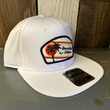 Hermosa Beach RETRO SUNSET 6 Panel Mid Profile Snapback Hat - White