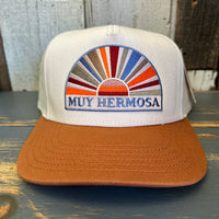 Hermosa Beach MUY HERMOSA 5 Panel Mid Profile Cap - Rust Brown/Natural