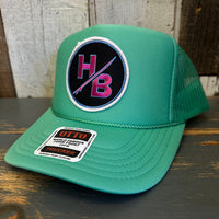 Hermosa Beach SKATEBOARDING WAS NEVER A CRIME! High Crown Trucker Hat - Cactus Green
