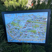 HERMOSA BEACH MAP ART :: PRINT & FRAME (26" x 20")