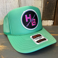 Hermosa Beach SKATEBOARDING WAS NEVER A CRIME! High Crown Trucker Hat - Cactus Green