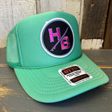 Hermosa Beach SKATEBOARDING WAS NEVER A CRIME! High Crown Trucker Hat - Cactus Green