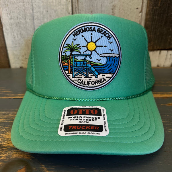Hermosa Beach SHOREFRONT High Crown Trucker Hat - Cactus Green