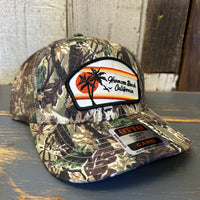 Hermosa Beach RETRO SUNSET 6 Panel Low Profile Trucker Hat - Camo