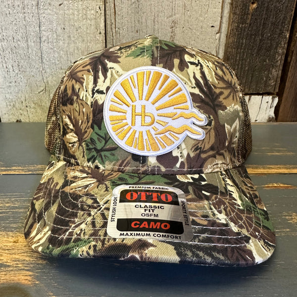 Hermosa Beach CLASSIC LOGO 6 Panel Low Profile Trucker Hat - Camo