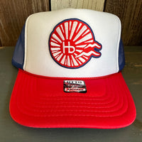 Hermosa Beach CHILL THE 4th OUT! Trucker Hat - Red/White/Royal Blue