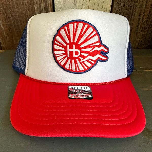 Hermosa Beach CHILL THE 4th OUT! Trucker Hat - Red/White/Royal Blue