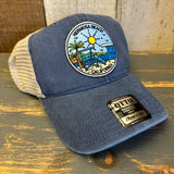 Hermosa Beach SHOREFRONT Low Profile Trucker Hat - Vintage Wash Navy Blue/Khaki