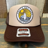 SOUTH BAY SURF (Multi Colored Patch) High Crown Trucker Hat - Khaki/Brown