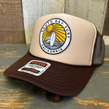 SOUTH BAY SURF (Multi Colored Patch) High Crown Trucker Hat - Khaki/Brown