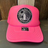 SOUTH BAY SURF CALIFORNIA (Navy Colored Patch) Trucker Hat - Neon Pink