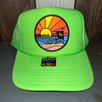 Hermosa Beach OBLIGATORY SUNSET Trucker Hat - Neon Green