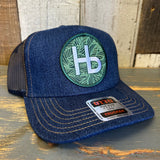 Hermosa Beach HERMOSA HILLS Premium Denim Trucker Hat - Navy/Gold Stitching