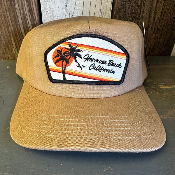 Hermosa Beach RETRO SUNSET - 5 Panel Hat - Khaki