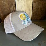 Hermosa Beach LIFEGUARD TOWER 6 Panel Low Profile Mesh Back Trucker Hat - Heather Grey/White