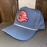 Hermosa Beach CHILL THE 4th OUT! 5 panel Stone Washed Canvas 2-Tone - Sky/White Braid