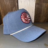 Hermosa Beach CHILL THE 4th OUT! 5 panel Stone Washed Canvas 2-Tone - Sky/White Braid