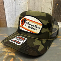 Hermosa Beach RETRO SUNSET Trucker Hat - Full Camouflage