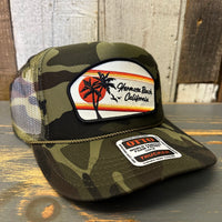 Hermosa Beach RETRO SUNSET Trucker Hat - Full Camouflage