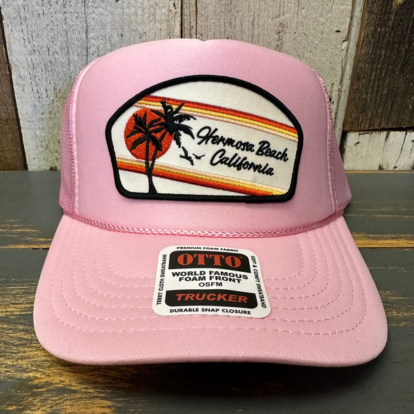 Hermosa Beach RETRO SUNSET High Crown Trucker Hat - Pink