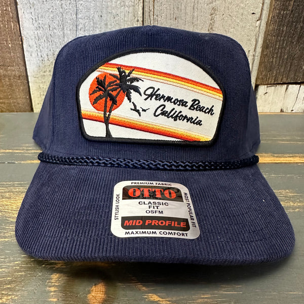 Hermosa Beach RETRO SUNSET Corduroy Baseball Cap - Navy Blue