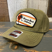 Hermosa Beach RETRO SUNSET Corduroy Baseball Cap - Olive Green