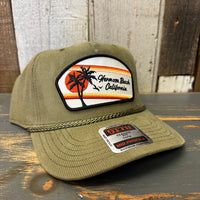 Hermosa Beach RETRO SUNSET Corduroy Baseball Cap - Olive Green