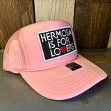 Hermosa Beach HERMOSA IS FOR LOVERS High Crown Trucker Hat - Pink