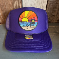 Hermosa Beach OBLIGATORY SUNSET High Crown Trucker Hat - Purple