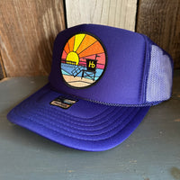Hermosa Beach OBLIGATORY SUNSET High Crown Trucker Hat - Purple