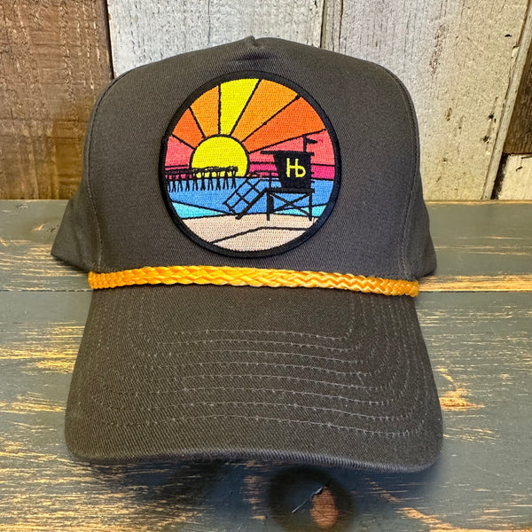 Hermosa Beach OBLIGATORY SUNSET 5 Panel Golf, Rope caps - Loden/Gold Braid (Curved Brim)