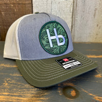 Hermosa Beach HERMOSA HILLS Five-Panel Trucker Cap - Heather Grey/Birch/Army Olive Green