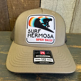 Hermosa Beach SURF HERMOSA :: OPEN DAILY Five-Panel Trucker Cap - Pale Khaki/ Loden Green