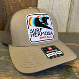 Hermosa Beach SURF HERMOSA :: OPEN DAILY Five-Panel Trucker Cap - Pale Khaki/ Loden Green