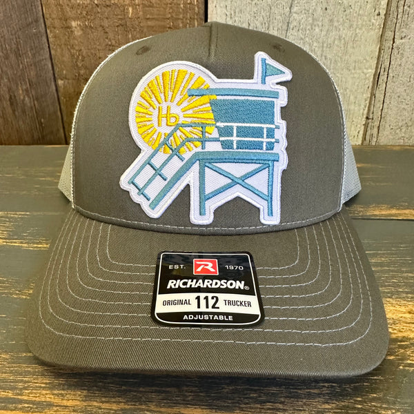 Hermosa Beach LIFEGUARD TOWER Five-Panel Trucker Cap - Beetle Green/Quarry