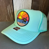 Hermosa Beach OBLIGATORY SUNSET High Crown Trucker Hat - Seafoam Green