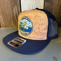 Hermosa Beach SHOREFRONT Premium Cork Trucker Hat - (Navy Blue/Cork)