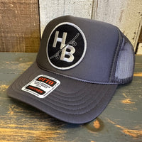 Hermosa Beach SKATEBOARDING WAS NEVER A CRIME High Crown Trucker Hat - Charcoal