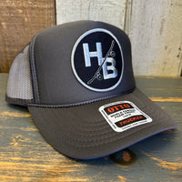 Hermosa Beach SKATEBOARDING WAS NEVER A CRIME High Crown Trucker Hat - Charcoal