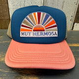 Hermosa Beach MUY HERMOSA Trucker Cap - Marine/Salmon/Khaki