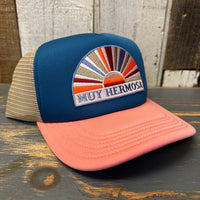 Hermosa Beach MUY HERMOSA Trucker Cap - Marine/Salmon/Khaki