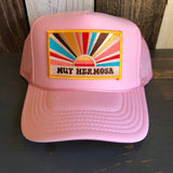 Hermosa Beach MUY HERMOSA High Crown Trucker Hat - Pink