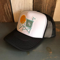 Hermosa Beach GOLF CARTS & YOGA PANTS Trucker Hat - Black/White/Black