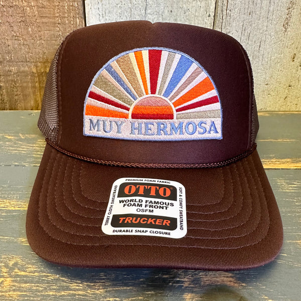 Hermosa Beach MUY HERMOSA High Crown Trucker Hat - Brown