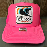 Hermosa Beach SURF HERMOSA :: OPEN DAILY Trucker Hat - Neon Pink