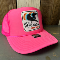 Hermosa Beach SURF HERMOSA :: OPEN DAILY Trucker Hat - Neon Pink