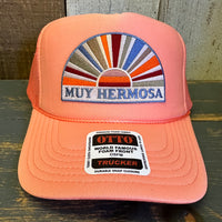 Hermosa Beach MUY HERMOSA High Crown Trucker Hat - Coral