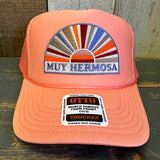 Hermosa Beach MUY HERMOSA High Crown Trucker Hat - Coral