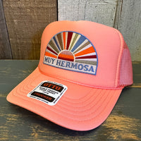 Hermosa Beach MUY HERMOSA High Crown Trucker Hat - Coral