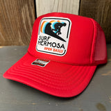 Hermosa Beach SURF HERMOSA :: OPEN DAILY Trucker Hat - Red